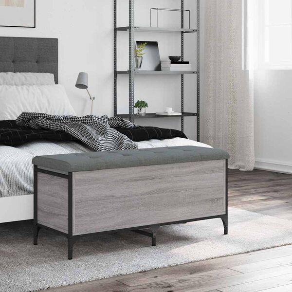 vidaXL Banco arruma&ccedil;&atilde;o 102x42x45 cm derivados madeira cinzento sonoma