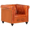 vidaXL Poltrona chesterfield couro genu&iacute;no bronze