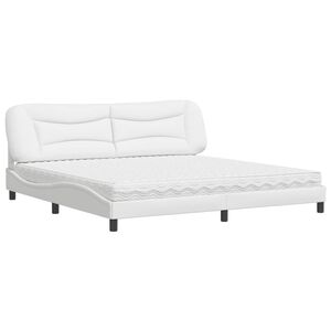 vidaXL Cama com colch&atilde;o Hvar 200x200 cm couro artificial branco