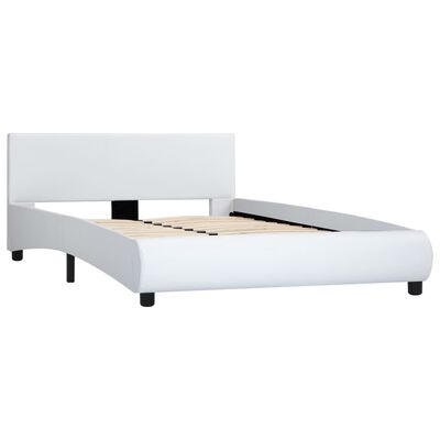 vidaXL Estrutura de cama 140x200 cm couro artificial branco