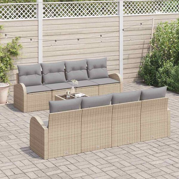 vidaXL Conjunto de Sofá de Jardim Bege 55 x 55 x 37 cm vime PE