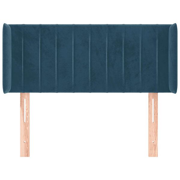 vidaXL Cabeceira de cama c/ abas veludo 83x16x78/88 cm azul-escuro