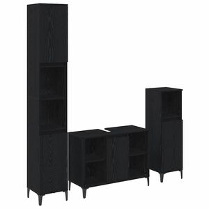 vidaXL Conjunto de M&oacute;veis para Banheiro com porta 3 pcs Carvalho preto