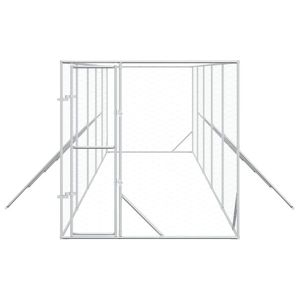 vidaXL Canil de exterior 2x10x2 m a&ccedil;o galvanizado prateado
