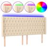 vidaXL Cabeceira cama c/ luzes LED tecido 183x16x118/128 cm cor creme