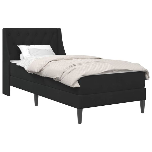 vidaXL Estrutura de cama com colch&atilde;o Preto 80 x 200 cm Veludo