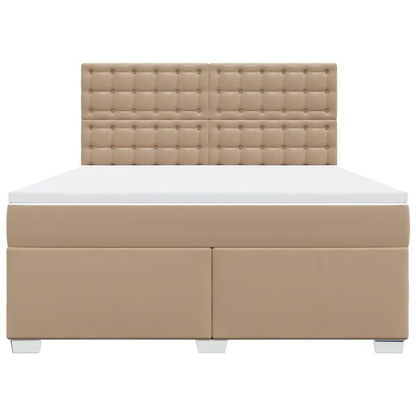 vidaXL Cama com molas/colch&atilde;o 180x200 cm couro artificial cappuccino