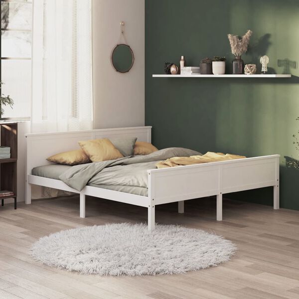 vidaXL Estrutura de cama 200x200 cm pinho maci&ccedil;o branco