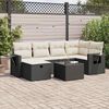 vidaXL 7 pcs conjunto de sof&aacute;s p/ jardim c/ almofad&otilde;es vime PE preto