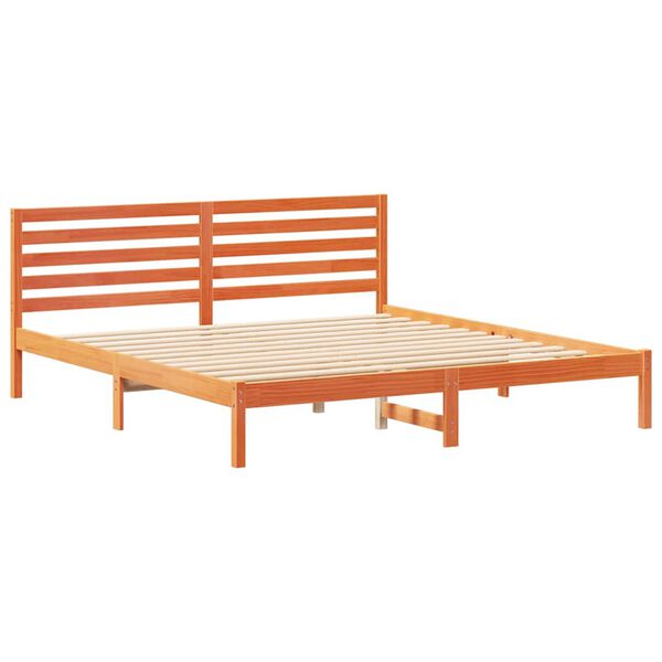 vidaXL Estrutura da Cama com cabeceira Marrom Cera 180 x 200 cm