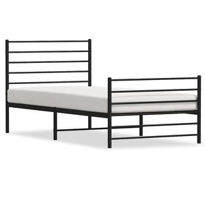 vidaXL Estrutura de cama com cabeceira e p&eacute;s 100x190 cm metal preto