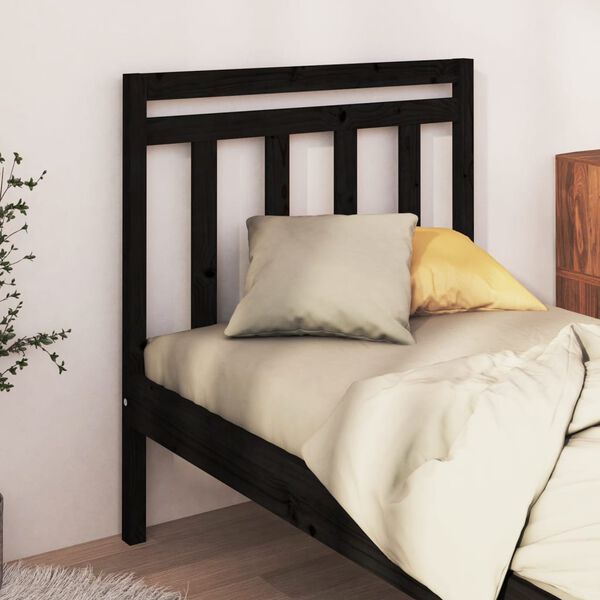 vidaXL Cabeceira de cama 81x4x100 cm pinho maci&ccedil;o preto