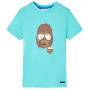 vidaXL T-shirt de manga curta para crian&ccedil;a ciano 140