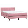 vidaXL Cama box spring c/ colch&atilde;o e LED 160x220 cm veludo rosa