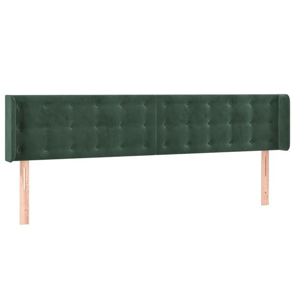 vidaXL Cabeceira de cama c/ abas veludo 203x16x78/88cm verde-escuro