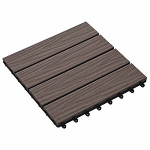 vidaXL Telha de Deck Design 3D 11 unid. Marrom Escuro 30 x 30 cm WPC