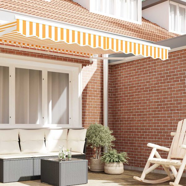 vidaXL Val&ecirc;ncia de Toldos Amarelo e Branco 580 x 20 cm lona