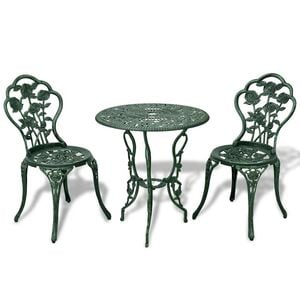 vidaXL 3 pcs conjunto bistr&ocirc; alum&iacute;nio fundido verde