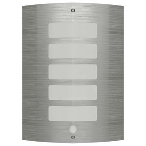 vidaXL L&acirc;mpada de parede / A&ccedil;o inoxid&aacute;vel, Prata forma de cilindro com Sensor