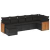 vidaXL 7 pcs conjunto de sof&aacute;s p/ jardim c/ almofad&otilde;es vime PE preto