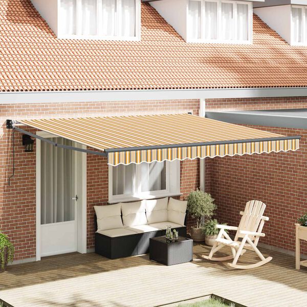 vidaXL Toldo Retr&aacute;til Multicolor 400 &times; 300 cm Poli&eacute;ster e Alum&iacute;nio