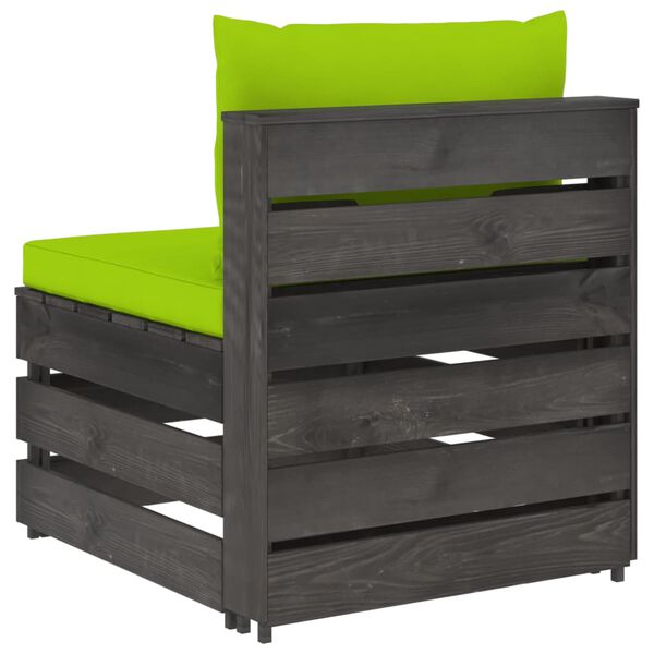 vidaXL Sof&aacute; de centro seccional c/ almofad&otilde;es madeira impreg. cinzento