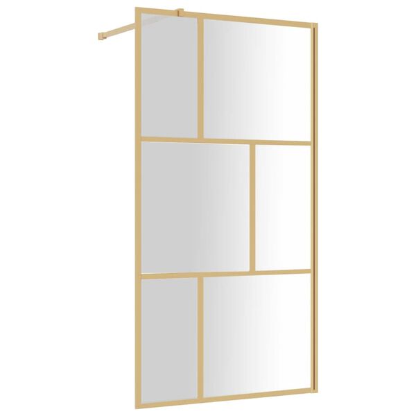 vidaXL Divis&oacute;ria de chuveiro 100x195 cm vidro transparente ESG dourado