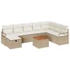 vidaXL Conjunto de Sof&aacute; de Jardim 9 unid. Bege vime PE