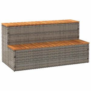 vidaXL Degrau p/ hidromassagem 100x50x50,5 cm PE e ac&aacute;cia maci&ccedil;a cinza