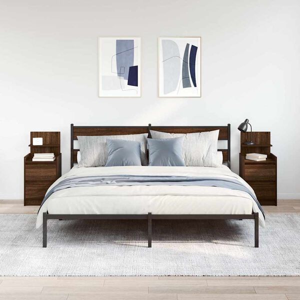 vidaXL Mesas de cabeceira com 2 gavetas 2 pcs 38x34x80 cm