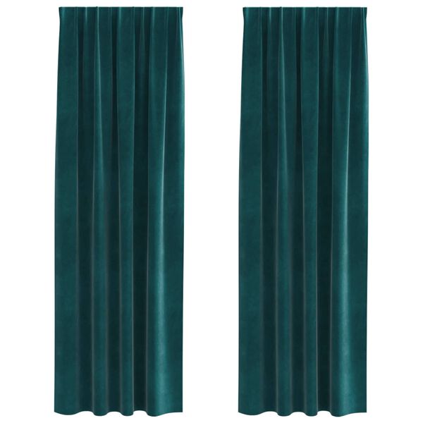vidaXL Cortinas opacas 2 pcs Verde Escuro 140 x 260 cm Veludo