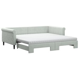 vidaXL Sof&aacute;-cama c/ gavet&atilde;o e colch&otilde;es 100x200cm veludo cinzento-claro