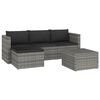 vidaXL 3 pcs conjunto lounge de jardim c/ almofad&otilde;es vime PE cinzento