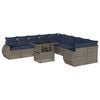 vidaXL Conjunto de sof&aacute; de jardim com 11 pe&ccedil;as e almofadas em rattan sint&eacute;tico cinza