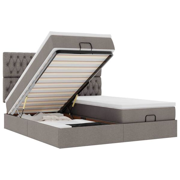 vidaXL Estrutura cama otomana com colchões tecido cinzento 200x200cm