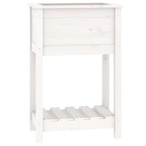vidaXL Vaso/floreira com prateleira 54x34,5x81 cm pinho maci&ccedil;o branco