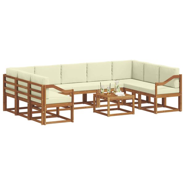 vidaXL Conjunto de Sof&aacute;s para Exterior 10 pcs Natural e Creme
