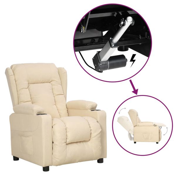 vidaXL Poltrona elevat&oacute;ria tecido cor creme