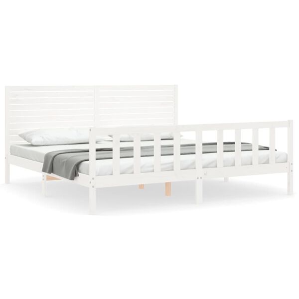 vidaXL Estrutura cama Super King Size c/ cabeceira madeira branco