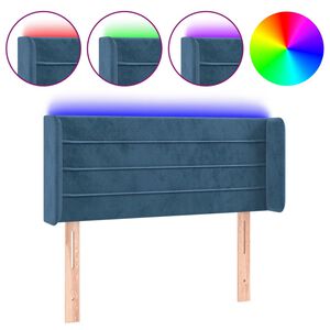 vidaXL Cabeceira de cama c/ luzes LED veludo 83x16x78/88cm azul-escuro