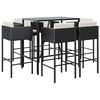 vidaXL 7 pcs conjunto de bar para jardim c/ almofad&otilde;es vime PE preto