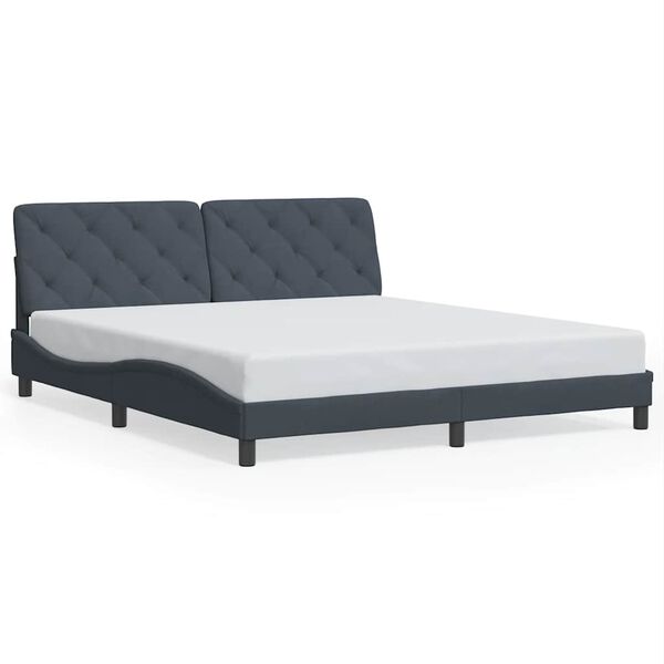 vidaXL Estrutura de cama sem colch&atilde;o 200x200 cm veludo cinzento-escuro