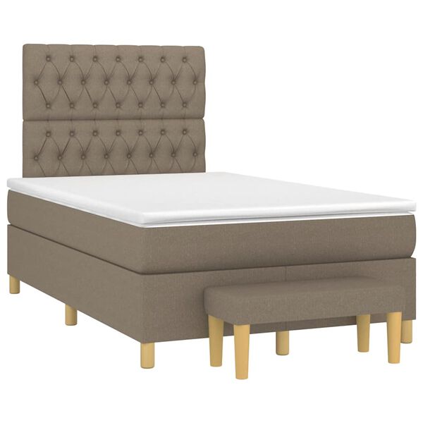 vidaXL Cama boxspring c/ colch&atilde;o 120x190cm tecido castanho-acinzentado