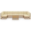 vidaXL 8 pcs conj. lounge jardim almofad&otilde;es pinho maci&ccedil;o castanho mel