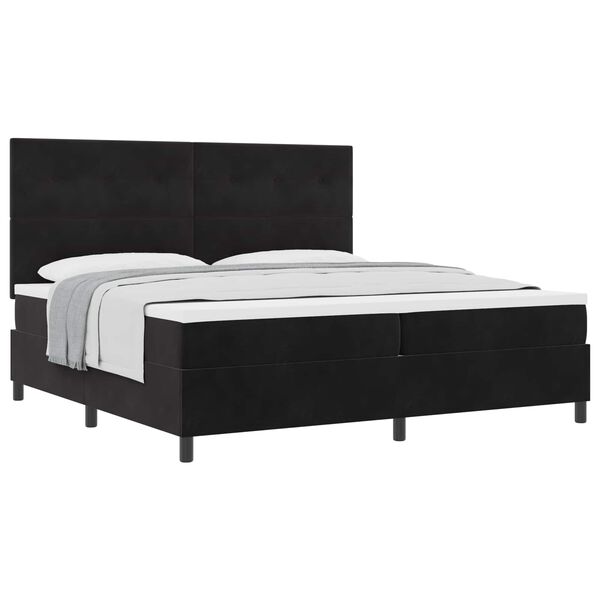 vidaXL Cama Box com colch&atilde;o com cabeceira Preto 200 x 200 cm Veludo