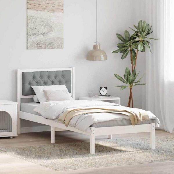 vidaXL Estrutura da Cama com cabeceira Cinzento-claro 90 x 190 cm