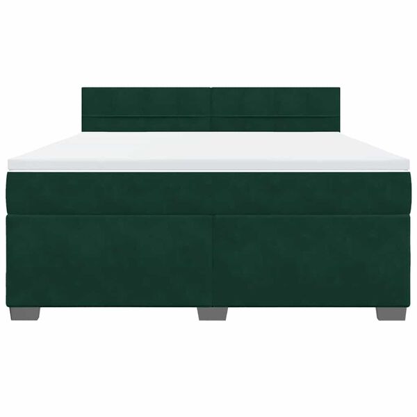 vidaXL Cama com molas/colch&atilde;o 180x200 cm veludo verde-escuro