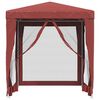 vidaXL Tenda p/ festas c/ 4 paredes laterais rede 2x2 m PEAD vermelho