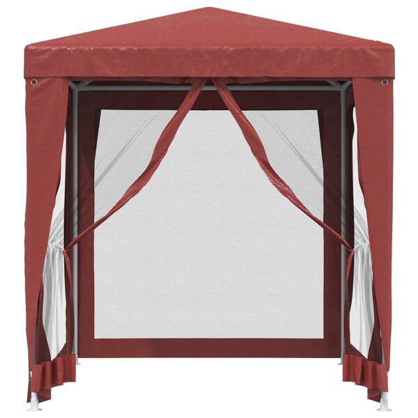 vidaXL Tenda p/ festas c/ 4 paredes laterais rede 2x2 m PEAD vermelho