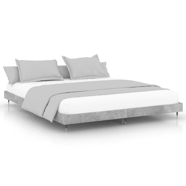 vidaXL Estrutura de cama 200x200 cm derivados de madeira cinza cimento
